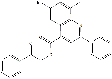 2-oxo-2-phenylethyl 6-bromo-8-methyl-2-phenyl-4-quinolinecarboxylate Struktur