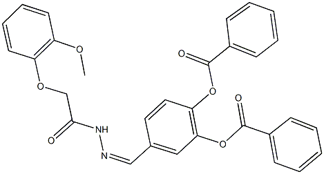 2-(benzoyloxy)-4-{2-[(2-methoxyphenoxy)acetyl]carbohydrazonoyl}phenyl benzoate 化学構造式