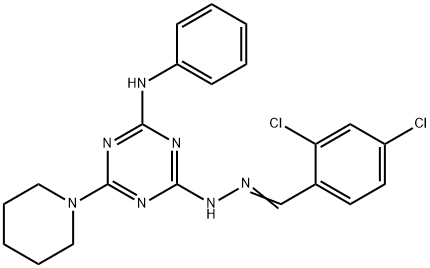 2,4-dichlorobenzaldehyde [4-anilino-6-(1-piperidinyl)-1,3,5-triazin-2-yl]hydrazone 化学構造式