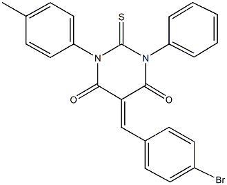 5-(4-bromobenzylidene)-1-(4-methylphenyl)-3-phenyl-2-thioxodihydro-4,6(1H,5H)-pyrimidinedione 化学構造式