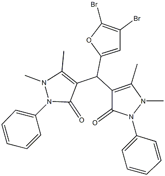 4-[(4,5-dibromo-2-furyl)(1,5-dimethyl-3-oxo-2-phenyl-2,3-dihydro-1H-pyrazol-4-yl)methyl]-1,5-dimethyl-2-phenyl-1,2-dihydro-3H-pyrazol-3-one,521936-40-3,结构式