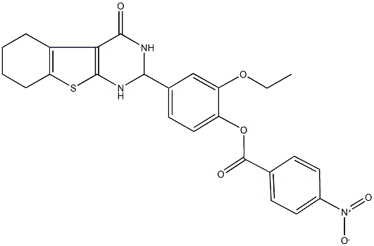 2-ethoxy-4-(4-oxo-1,2,3,4,5,6,7,8-octahydro[1]benzothieno[2,3-d]pyrimidin-2-yl)phenyl 4-nitrobenzoate Struktur