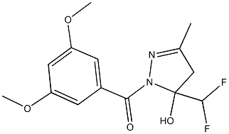 5-(difluoromethyl)-1-(3,5-dimethoxybenzoyl)-3-methyl-4,5-dihydro-1H-pyrazol-5-ol 结构式