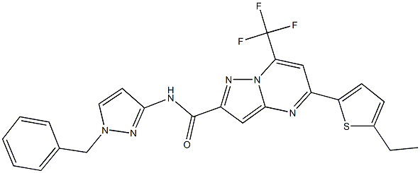 N-(1-benzyl-1H-pyrazol-3-yl)-5-(5-ethyl-2-thienyl)-7-(trifluoromethyl)pyrazolo[1,5-a]pyrimidine-2-carboxamide Structure