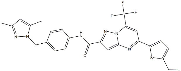 N-{4-[(3,5-dimethyl-1H-pyrazol-1-yl)methyl]phenyl}-5-(5-ethyl-2-thienyl)-7-(trifluoromethyl)pyrazolo[1,5-a]pyrimidine-2-carboxamide Struktur