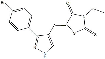 5-{[3-(4-bromophenyl)-1H-pyrazol-4-yl]methylene}-3-ethyl-2-thioxo-1,3-thiazolidin-4-one,522595-47-7,结构式