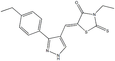 3-ethyl-5-{[3-(4-ethylphenyl)-1H-pyrazol-4-yl]methylene}-2-thioxo-1,3-thiazolidin-4-one Structure