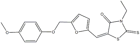 3-ethyl-5-({5-[(4-methoxyphenoxy)methyl]-2-furyl}methylene)-2-thioxo-1,3-thiazolidin-4-one,522595-61-5,结构式