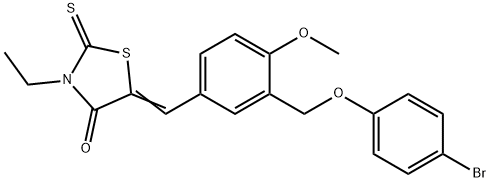 5-{3-[(4-bromophenoxy)methyl]-4-methoxybenzylidene}-3-ethyl-2-thioxo-1,3-thiazolidin-4-one,522595-75-1,结构式