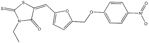 3-ethyl-5-{[5-({4-nitrophenoxy}methyl)-2-furyl]methylene}-2-thioxo-1,3-thiazolidin-4-one Struktur