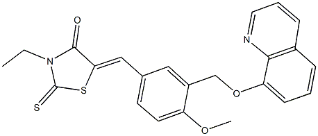 3-ethyl-5-{4-methoxy-3-[(8-quinolinyloxy)methyl]benzylidene}-2-thioxo-1,3-thiazolidin-4-one,522595-90-0,结构式