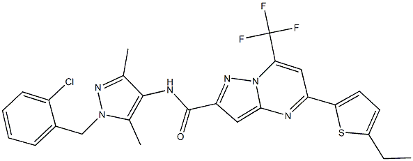 N-[1-(2-chlorobenzyl)-3,5-dimethyl-1H-pyrazol-4-yl]-5-(5-ethyl-2-thienyl)-7-(trifluoromethyl)pyrazolo[1,5-a]pyrimidine-2-carboxamide Structure