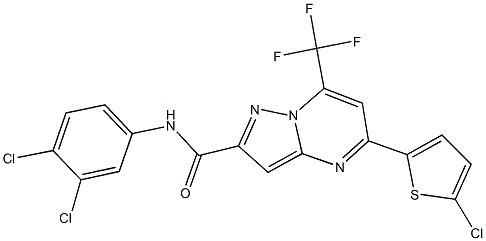 5-(5-chloro-2-thienyl)-N-(3,4-dichlorophenyl)-7-(trifluoromethyl)pyrazolo[1,5-a]pyrimidine-2-carboxamide 结构式