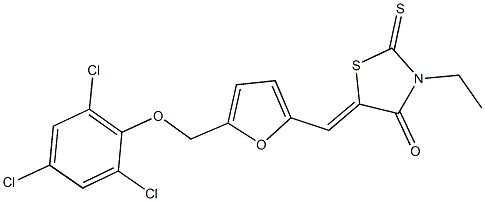 3-ethyl-2-thioxo-5-({5-[(2,4,6-trichlorophenoxy)methyl]-2-furyl}methylene)-1,3-thiazolidin-4-one,522596-22-1,结构式