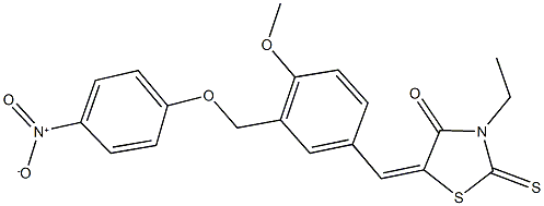 3-ethyl-5-[3-({4-nitrophenoxy}methyl)-4-methoxybenzylidene]-2-thioxo-1,3-thiazolidin-4-one Structure