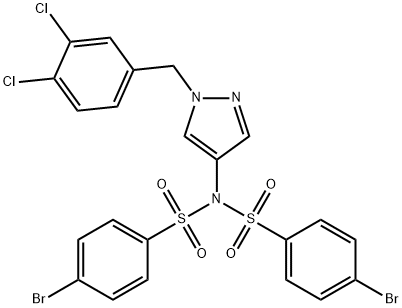 4-bromo-N-[(4-bromophenyl)sulfonyl]-N-[1-(3,4-dichlorobenzyl)-1H-pyrazol-4-yl]benzenesulfonamide 结构式