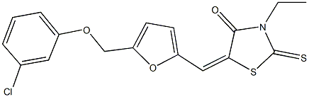 5-({5-[(3-chlorophenoxy)methyl]-2-furyl}methylene)-3-ethyl-2-thioxo-1,3-thiazolidin-4-one Structure