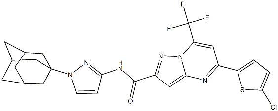 N-[1-(1-adamantyl)-1H-pyrazol-3-yl]-5-(5-chloro-2-thienyl)-7-(trifluoromethyl)pyrazolo[1,5-a]pyrimidine-2-carboxamide Structure