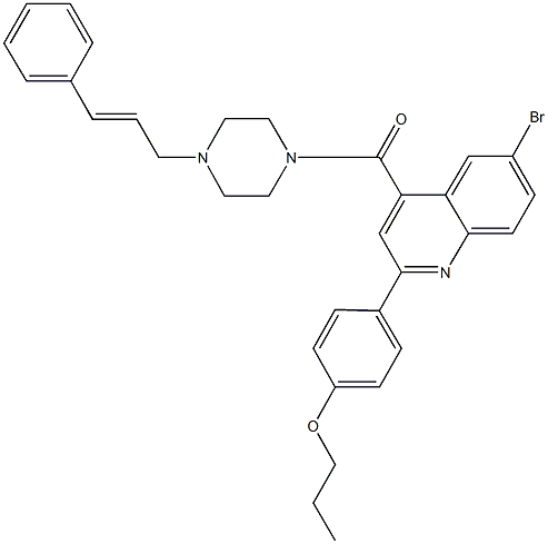 4-{6-bromo-4-[(4-cinnamyl-1-piperazinyl)carbonyl]-2-quinolinyl}phenyl propyl ether Structure