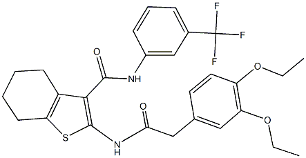 2-{[(3,4-diethoxyphenyl)acetyl]amino}-N-[3-(trifluoromethyl)phenyl]-4,5,6,7-tetrahydro-1-benzothiophene-3-carboxamide Struktur