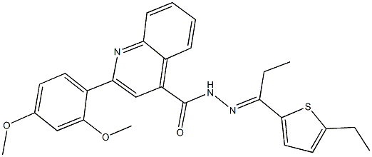 2-(2,4-dimethoxyphenyl)-N'-[1-(5-ethyl-2-thienyl)propylidene]-4-quinolinecarbohydrazide 结构式