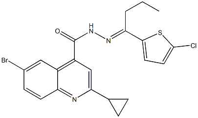 6-bromo-N'-[1-(5-chloro-2-thienyl)butylidene]-2-cyclopropyl-4-quinolinecarbohydrazide Structure