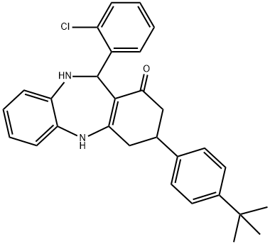 3-(4-tert-butylphenyl)-11-(2-chlorophenyl)-2,3,4,5,10,11-hexahydro-1H-dibenzo[b,e][1,4]diazepin-1-one 化学構造式