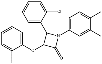 4-(2-chlorophenyl)-1-(3,4-dimethylphenyl)-3-(2-methylphenoxy)-2-azetidinone Structure