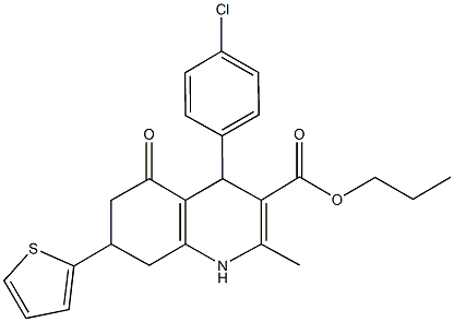 propyl 4-(4-chlorophenyl)-2-methyl-5-oxo-7-(2-thienyl)-1,4,5,6,7,8-hexahydro-3-quinolinecarboxylate|