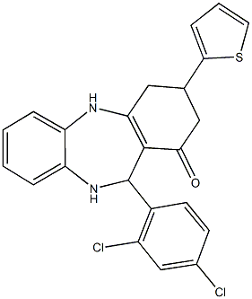11-(2,4-dichlorophenyl)-3-(2-thienyl)-2,3,4,5,10,11-hexahydro-1H-dibenzo[b,e][1,4]diazepin-1-one Structure