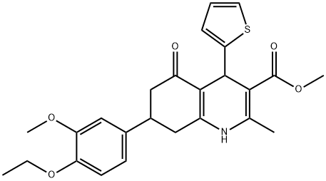 methyl 7-(4-ethoxy-3-methoxyphenyl)-2-methyl-5-oxo-4-(2-thienyl)-1,4,5,6,7,8-hexahydro-3-quinolinecarboxylate Structure