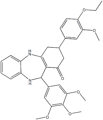 3-(4-ethoxy-3-methoxyphenyl)-11-(3,4,5-trimethoxyphenyl)-2,3,4,5,10,11-hexahydro-1H-dibenzo[b,e][1,4]diazepin-1-one 化学構造式