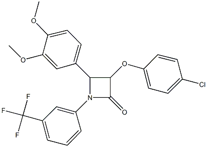 3-(4-chlorophenoxy)-4-(3,4-dimethoxyphenyl)-1-[3-(trifluoromethyl)phenyl]-2-azetidinone,524002-14-0,结构式