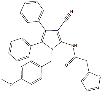 N-[3-cyano-1-(4-methoxybenzyl)-4,5-diphenyl-1H-pyrrol-2-yl]-2-(2-thienyl)acetamide,524002-31-1,结构式