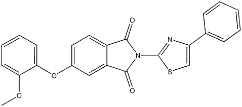 5-(2-methoxyphenoxy)-2-(4-phenyl-1,3-thiazol-2-yl)-1H-isoindole-1,3(2H)-dione 化学構造式