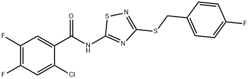 2-chloro-4,5-difluoro-N-{3-[(4-fluorobenzyl)sulfanyl]-1,2,4-thiadiazol-5-yl}benzamide Structure