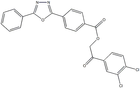 2-(3,4-dichlorophenyl)-2-oxoethyl 4-(5-phenyl-1,3,4-oxadiazol-2-yl)benzoate Struktur