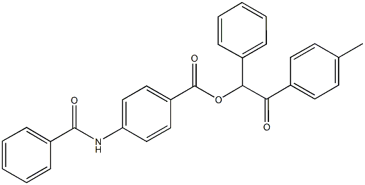 2-(4-methylphenyl)-2-oxo-1-phenylethyl 4-(benzoylamino)benzoate 化学構造式