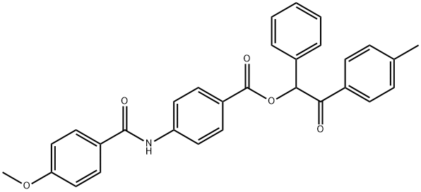 2-(4-methylphenyl)-2-oxo-1-phenylethyl 4-[(4-methoxybenzoyl)amino]benzoate 结构式