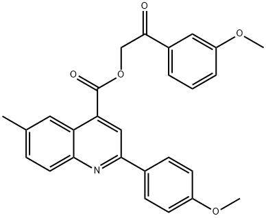 2-(3-methoxyphenyl)-2-oxoethyl 2-(4-methoxyphenyl)-6-methyl-4-quinolinecarboxylate 结构式