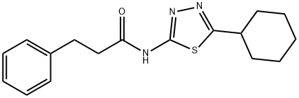 N-(5-cyclohexyl-1,3,4-thiadiazol-2-yl)-3-phenylpropanamide 化学構造式