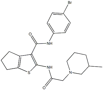 N-(4-bromophenyl)-2-{[(3-methyl-1-piperidinyl)acetyl]amino}-5,6-dihydro-4H-cyclopenta[b]thiophene-3-carboxamide Struktur