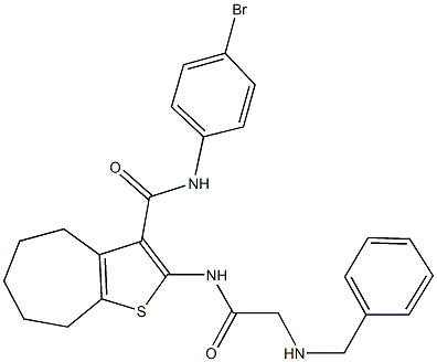 2-{[(benzylamino)acetyl]amino}-N-(4-bromophenyl)-5,6,7,8-tetrahydro-4H-cyclohepta[b]thiophene-3-carboxamide 化学構造式