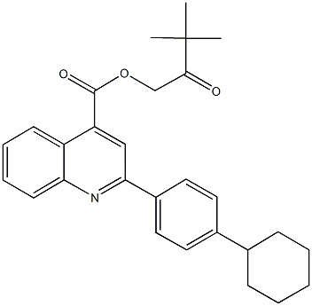 3,3-dimethyl-2-oxobutyl 2-(4-cyclohexylphenyl)-4-quinolinecarboxylate Struktur