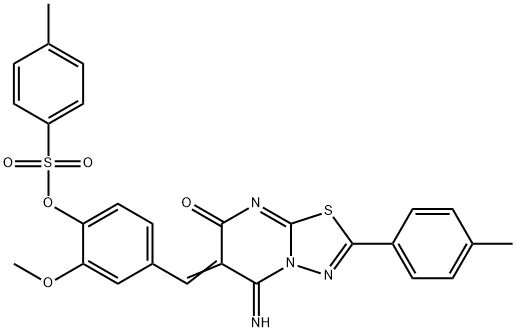 4-[(5-imino-2-(4-methylphenyl)-7-oxo-5H-[1,3,4]thiadiazolo[3,2-a]pyrimidin-6(7H)-ylidene)methyl]-2-methoxyphenyl4-methylbenzenesulfonate Structure