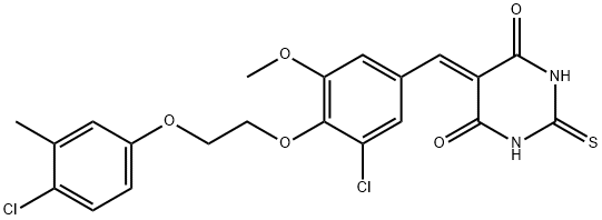 5-{3-chloro-4-[2-(4-chloro-3-methylphenoxy)ethoxy]-5-methoxybenzylidene}-2-thioxodihydro-4,6(1H,5H)-pyrimidinedione Structure