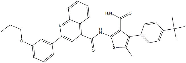 N-[3-(aminocarbonyl)-4-(4-tert-butylphenyl)-5-methyl-2-thienyl]-2-(3-propoxyphenyl)-4-quinolinecarboxamide Structure