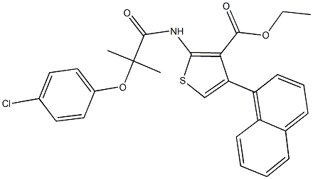 ethyl 2-{[2-(4-chlorophenoxy)-2-methylpropanoyl]amino}-4-(1-naphthyl)thiophene-3-carboxylate,524733-19-5,结构式