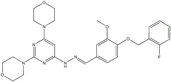 4-[(2-fluorobenzyl)oxy]-3-methoxybenzaldehyde [2,6-di(4-morpholinyl)-4-pyrimidinyl]hydrazone 结构式