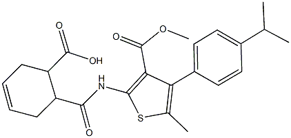 6-({[4-(4-isopropylphenyl)-3-(methoxycarbonyl)-5-methyl-2-thienyl]amino}carbonyl)-3-cyclohexene-1-carboxylic acid Struktur